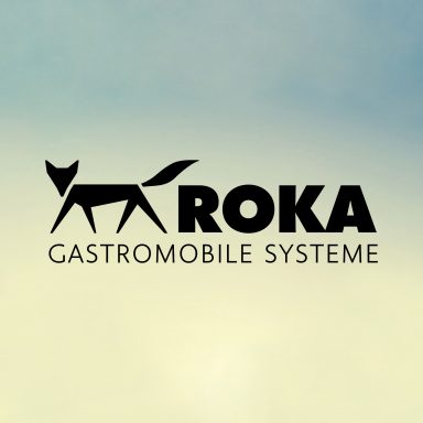 Logo von ROKA mit dem Slogan "Gastronomobile Systeme" und einer stilisierten Füchse.