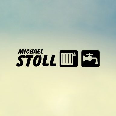 Logo von Michael Stoll mit Text und Symbolen für ein Gitter und einen Wasserhahn.