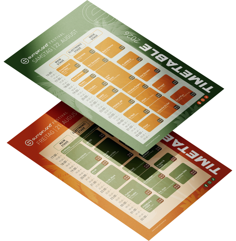 Mockup Timetable Es sind die beiden Seiten vom Timetable zu sehen.