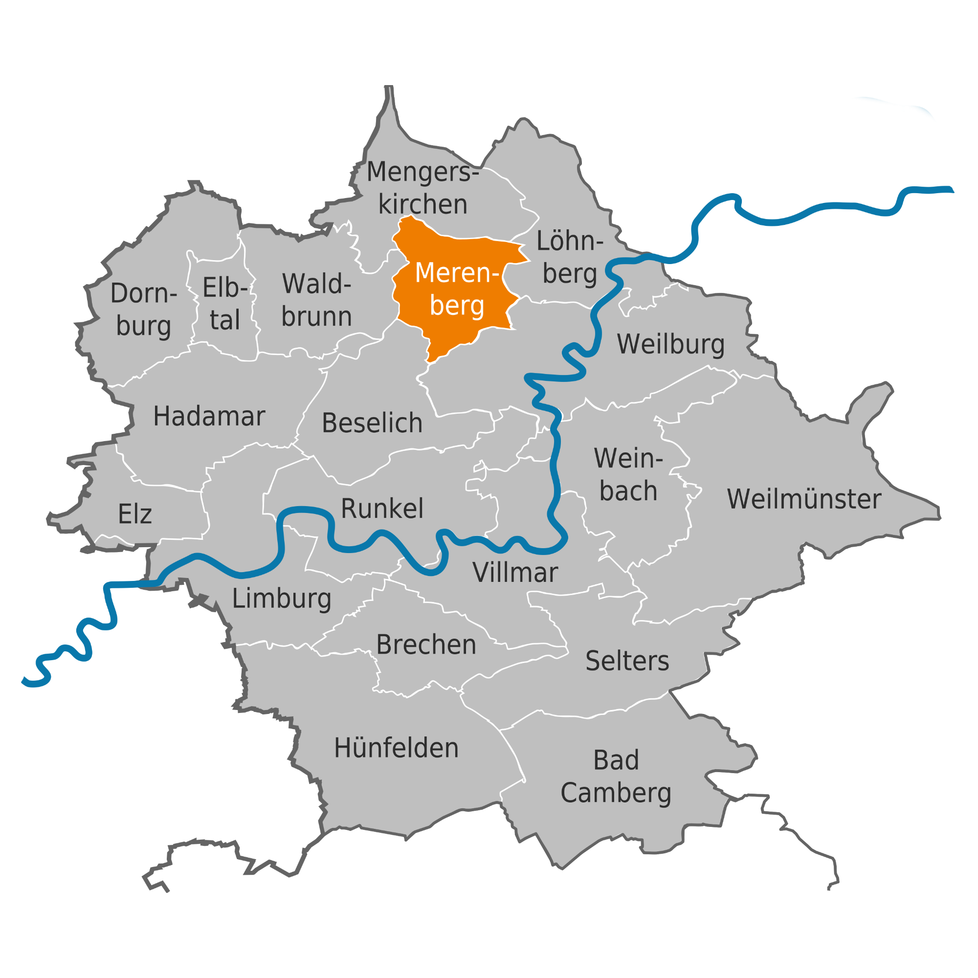 Landkarte Limburg/Weilburg Landkarte Landkreis Limburg/Weilburg mit allen Orten.
