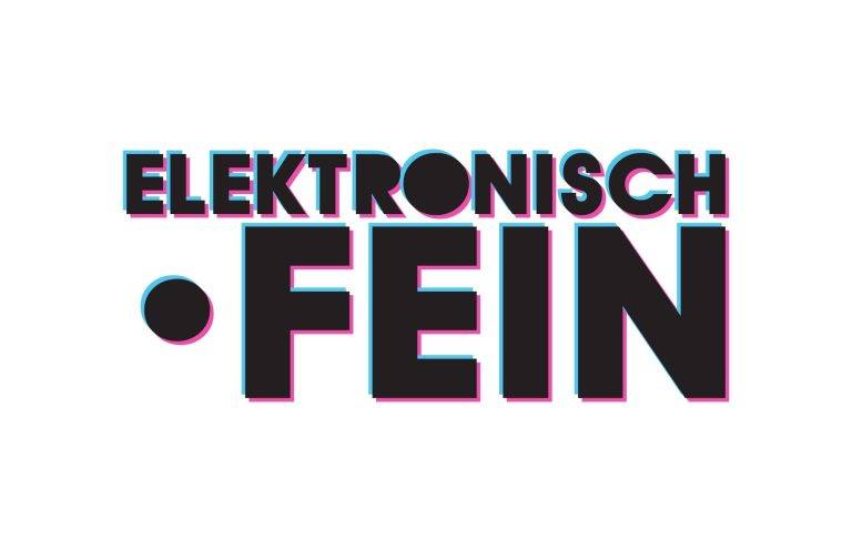 E-Fein Schwarz-weiße Schrift mit den Worten "Elektronisch" und "FEIN" in modernem Design.