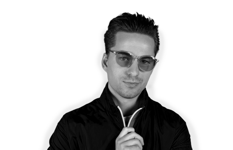 DJ Dario DJ Dario in Sonnenbrille und schwarzer Jacke, selbstbewusster Gesichtsausdruck.